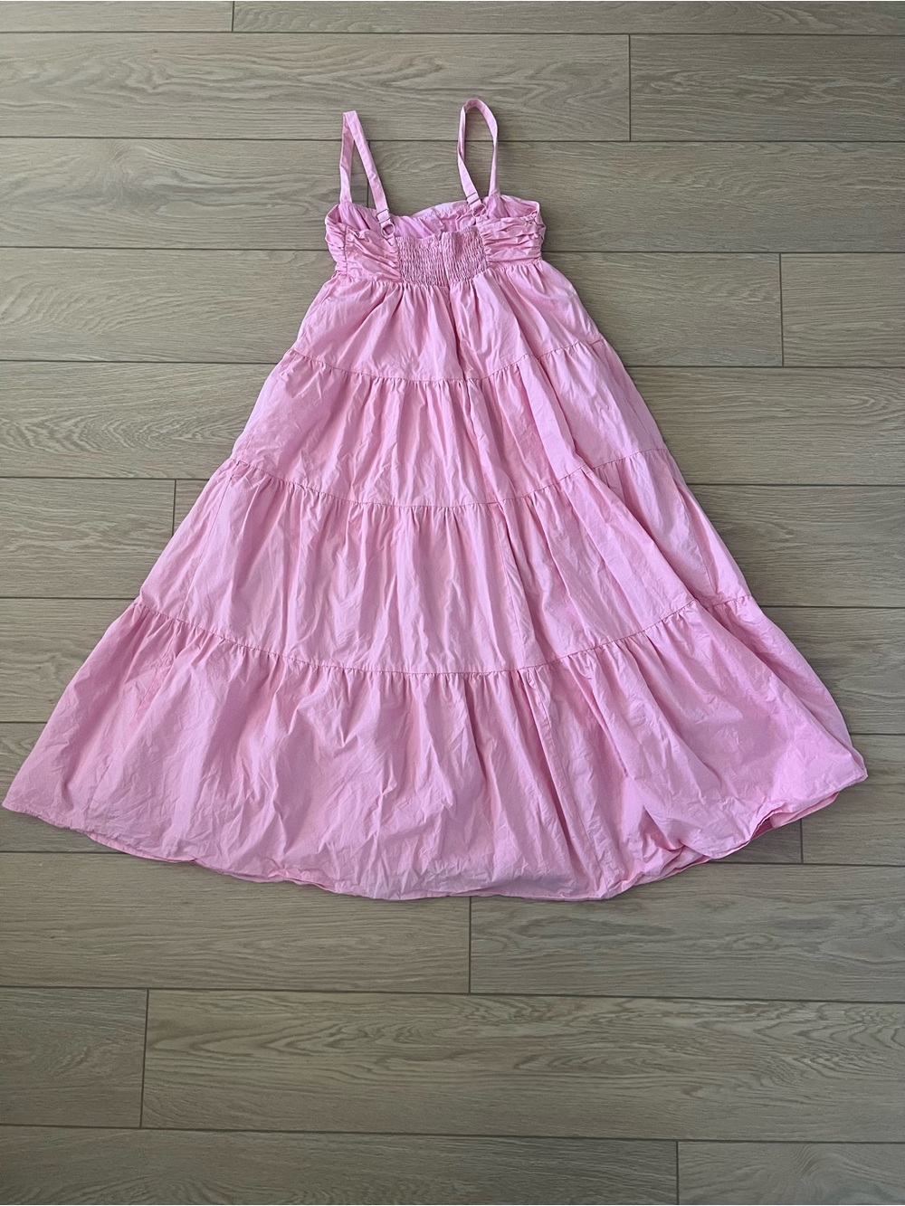 Hello Molly Knock Knock Pink Ruched Tiered Maxi Sundress size small - Picture 2 of 9